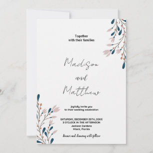 Convites De Casamento Verde Floral Rosa
