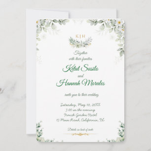 convites de casamento verde sálvia e azul naval