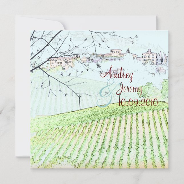 Convites de casamento/vinha vintage da Toscana (Frente)
