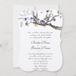 Convites de Casamento Vintage Azul Real e Cinza