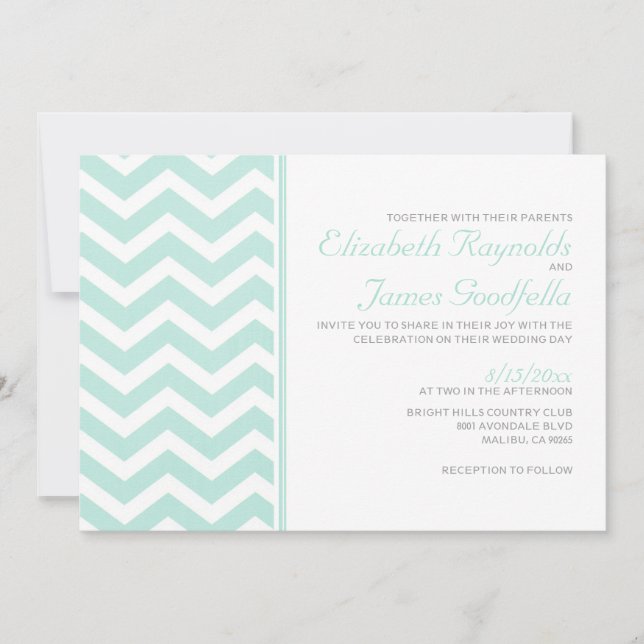 Convites De Casamento Vintage Chevron Zigzag (Frente)