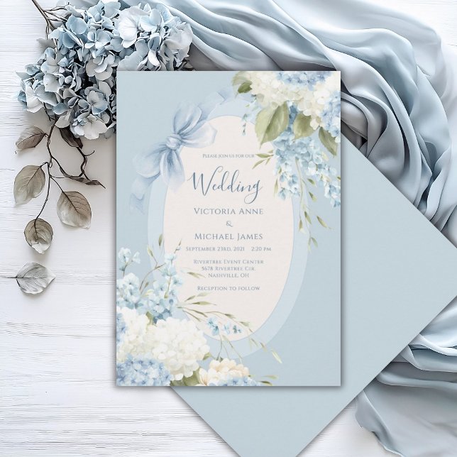 Convites de Casamento Vintage Elegantes Hortênsias (Criador carregado)