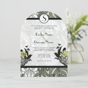 Convites de Casamento Vintage Endive Birds Woodbin