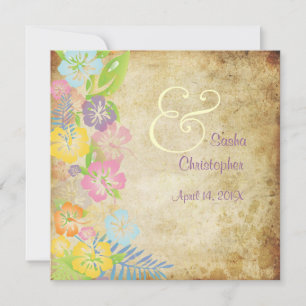 Convites de Casamento Vintage/Leis/Luau/hibisco