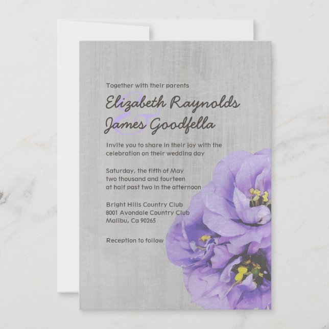 Convites de Casamento Vintage Lisianthus (Frente)