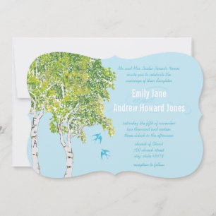 Convites de Casamento Vintage Love Bird Bétula