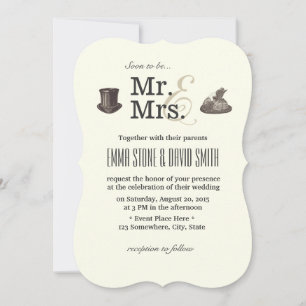 Convites de Casamento Vintage Mr. & Mrs.