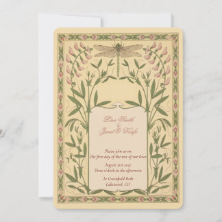 Convites de Casamento Vintage Nouveau Libélula