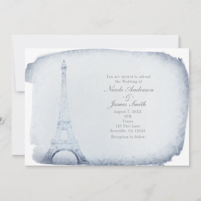 Convites de Casamento Vintage Torre Eiffel Paris (Frente)