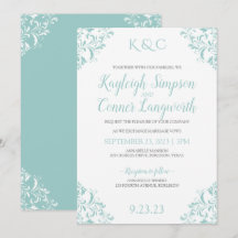 Convites de Casamento Vintage | Turquesa Claro-Tur