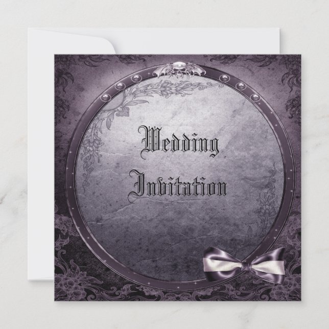 Convites de casamento voados góticos de linho do (Frente)