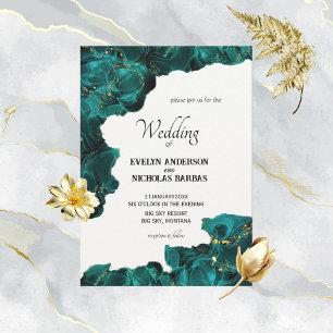 Convites de Casamento Watercolor Anastasia Preto &