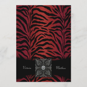 Convites de Casamento Zebra Vermelho e Preto