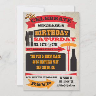 Convites de celebração de aniversário de 40 ano