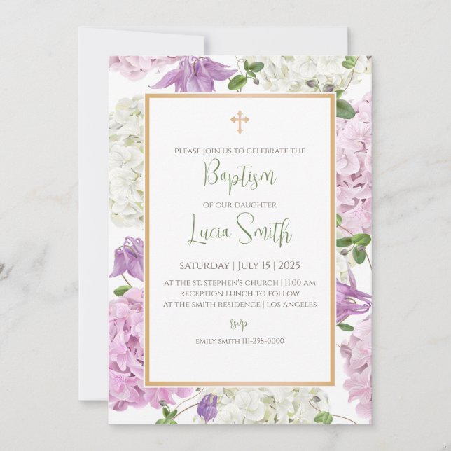 Convites de cerimônia de batismo para Batizado de  (Frente)