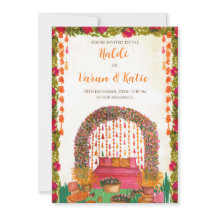 convites de cerimônia de Haldi de casamento hindu