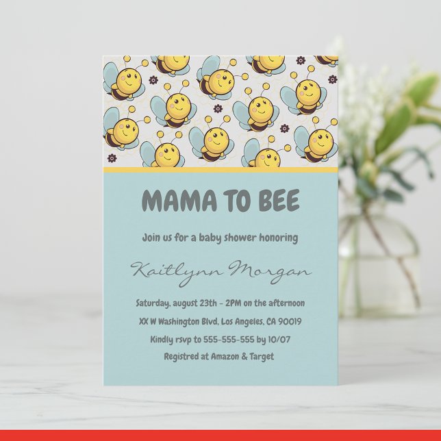 Convites de chá de bebê Abelha mamãe abelha Bumble (Criador carregado)
