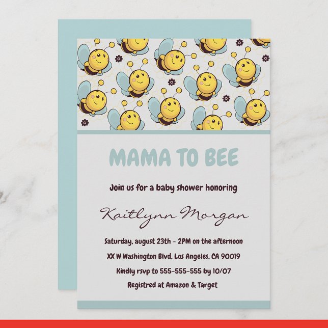 Convites de chá de bebê Abelha mamãe abelha Bumble (Criador carregado)