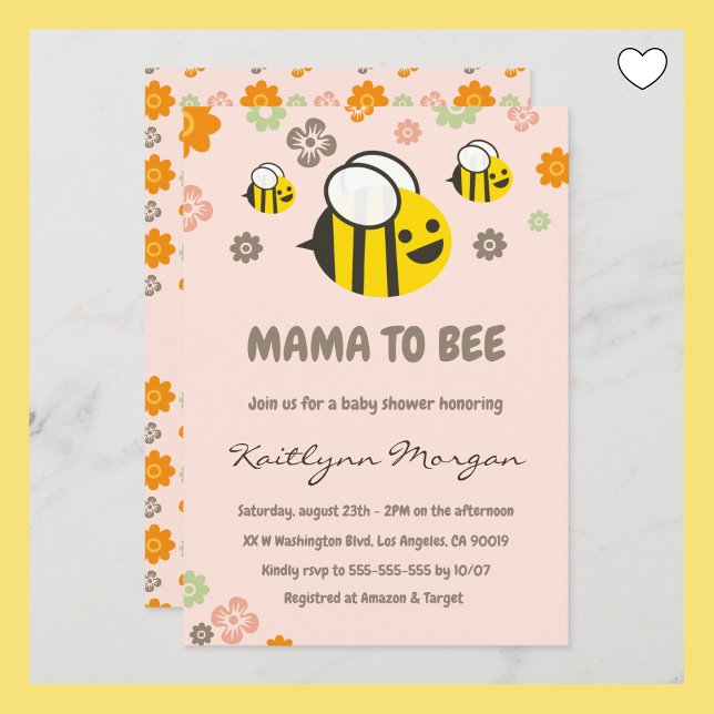 Convites de chá de bebê Abelha mamãe abelha Floral (Criador carregado)