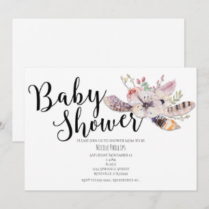 Convites de Chá de Bebê Boho Chic Floral Branco
