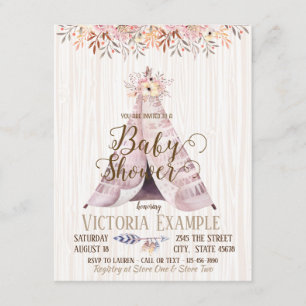 Convites de Chá de Bebê Boho TeePee
