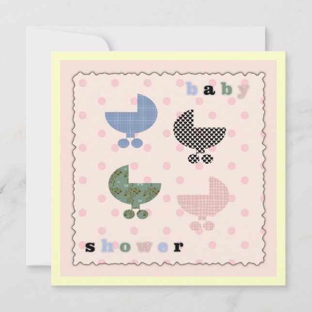 Convites de Chá de Bebê Carrinhos de Bebê com Boli (Frente)