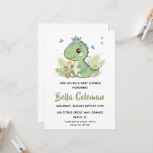 Convites de chá de bebê de dinossauro bebê verde