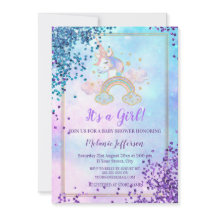 Convites de Chá de Bebê de Unicórnio