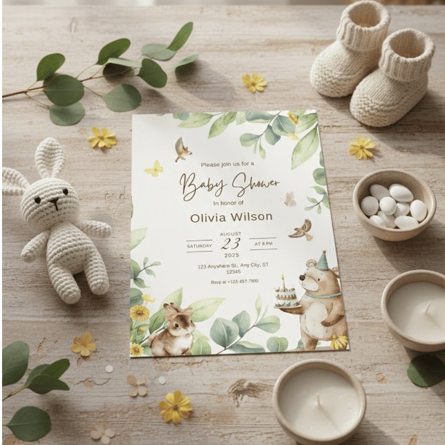 Convites de chá de bebê do pooh da floresta (Criador carregado)