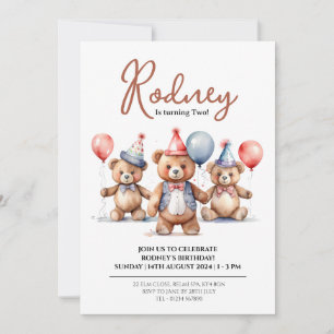 Convites de Chá de Bebê do Urso Balão