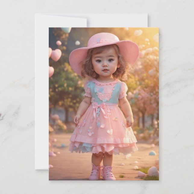 convites de chá de bebê menina (Frente)