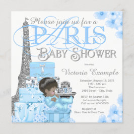 Convites de Chá de Bebê Menino Paris