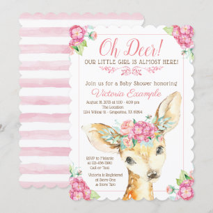 Convites de Chá de Bebê Oh Deer Baby Girl