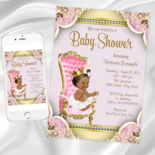 Convites de Chá de Bebê para Princesa Afro-America