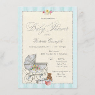 Convites de Chá de Bebê Vintage Shabby Chic para M