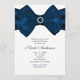 Convites de Chá de Noiva Blue Ribbon & Diamonds