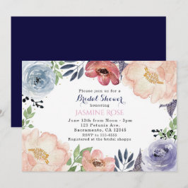 Convites de Chá de Noiva com Aquarela Floral Moder