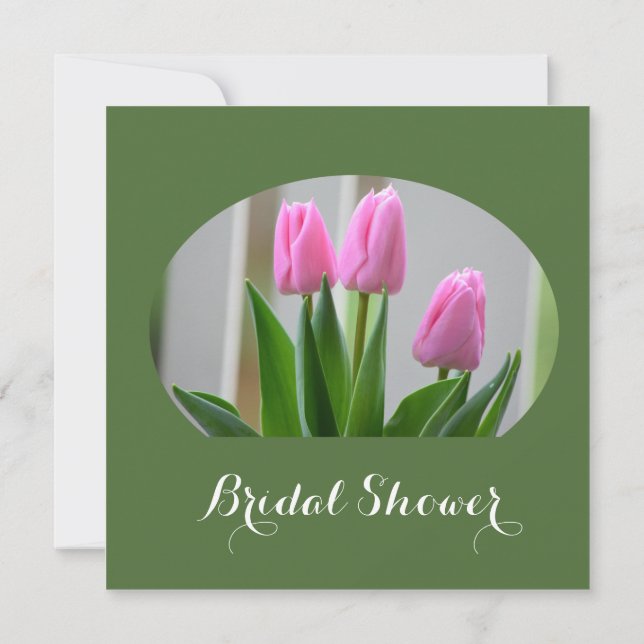 Convites de chá de noiva com flores de tulipa rosa (Verso)