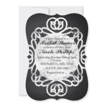 Convites de Chá de Noiva com Moldura Vintage Giz