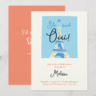 convites de chá de noiva da Torre Eiffel de Paris
