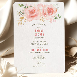 Convites de Chá de Noiva de Verão Gold & Blush