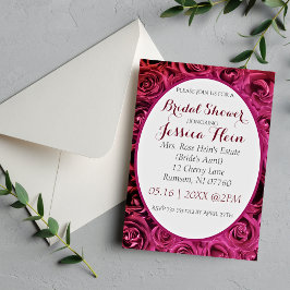 Convites de Chá de Noiva Elegantes Lux Rosas Cor-d