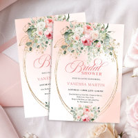 Convites de Chá de Noiva Florais Rosa Poeira Boêmi