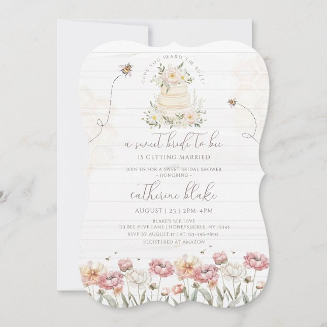 Convites de Chá de Noiva Floral Bride to Bee (Frente)