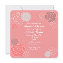 Convites de Chá de Noiva Floral Coral Rosa