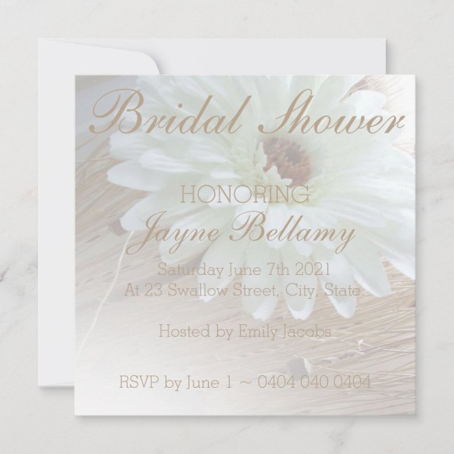 Convites de Chá de Noiva Rustic White Daisy (Frente)
