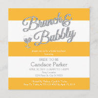 Convites de chá de panela amarelas com brilho