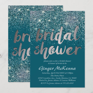 Convites de chá de panela com brilho de prata e la