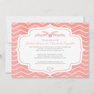 Convites de chá de panela Coral Chevron