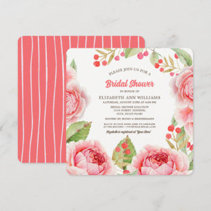 Convites de chá de panela Coral Rosa